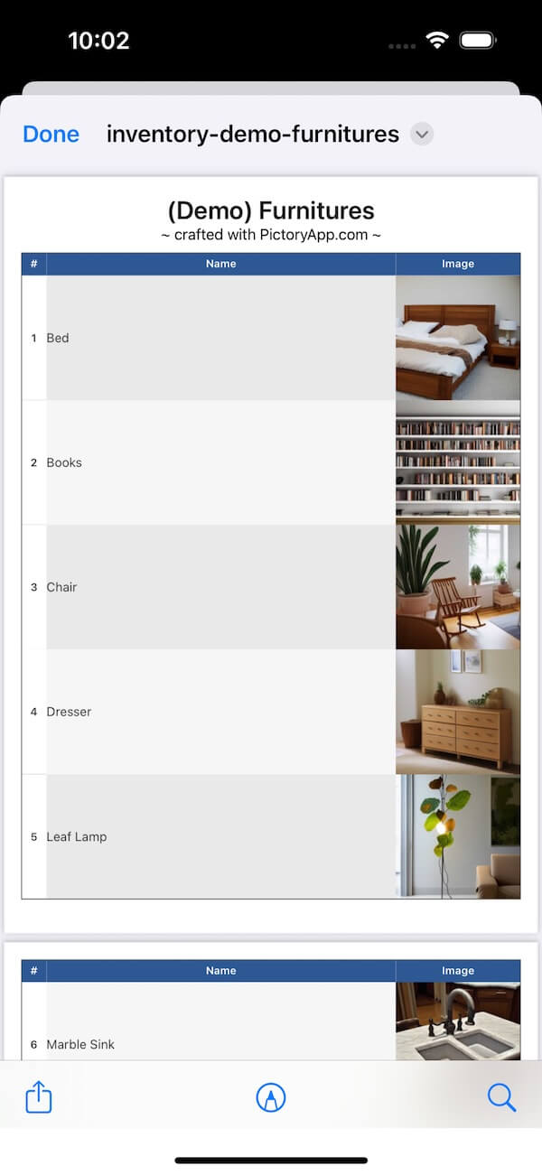 Furniture Preview - See your furniture inventory at a glance